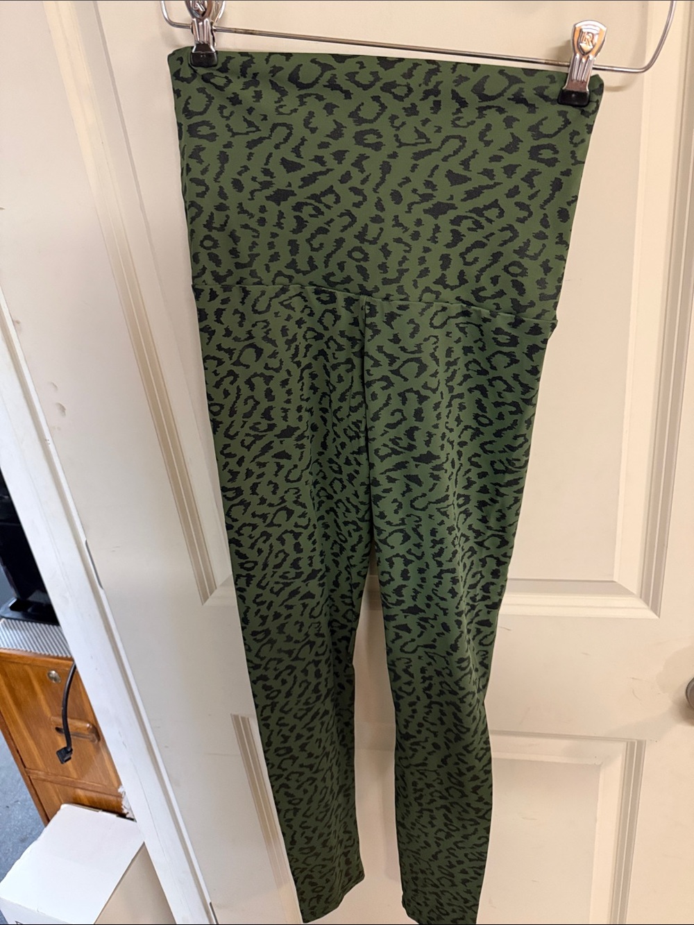 High-Waist Olive Green Animal Print Leggings
